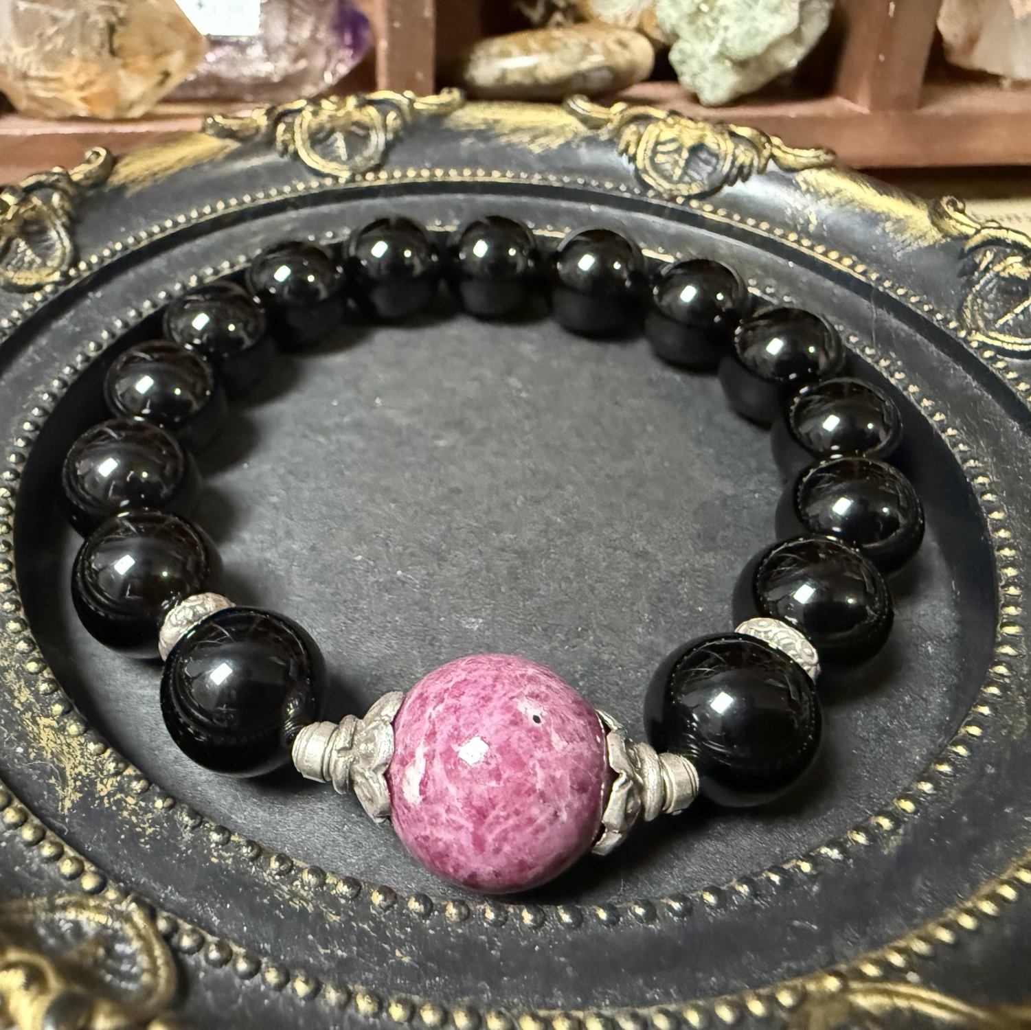 アラシャン瑪瑙の花彫りブレスレット🌸 - ヒーリングスペースmomo