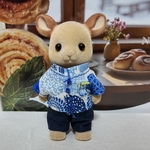 シルバニアファミリー　北欧サークル柄スタンドカラーシャツ＆パンツ　お父さん用　青