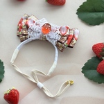 【大人strawberryチョコ🍓♡カチューシャ風ヘッドドレス】 おでかけ ペット用 犬 猫 イベント用 撮影用 プレゼント 苺