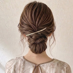 ゴールド スリム バレッタ / ロング バー   メタル ヘアアクセサリー