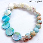 🏝幸運＆癒し🏝ブルーシェル インペリアルジャスパー ブレスレット ✨ minegel ギフト プレゼント