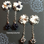 2wayビジューとパールボールピアス