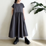 半袖サイドリボンワンピース　* Cotton素材 グレンチェック柄 *