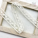 1445【花刺繍レースリボン/1m】アイボリー