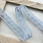 1448【花刺繍レースリボン/1m】パウダーブルー