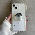 🐈‍⬛💭 beans🫘クリアblack×white/スマートフォン グリップ/スマホスタンド/レジン/MagSafe/マグセーフグリップ