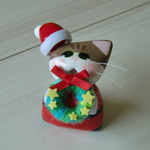 送料無料♪　クリスマスリースネコ♪