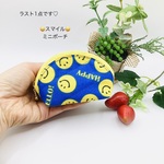 ミニポーチ☆スマイル&ハート柄（ブルー）小銭入れ　コインケース