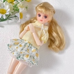 リカちゃん・ブライスアウトフィット2点◇パフスリーブブラウスとフリルスカート ◾︎クリームイエロー　Blythe オビツ22