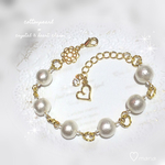 ✧‧˚クリスタル×ハートとコットンパールのブレスレット✧‧˚