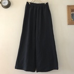 フレンチリネンバイオウォッシュ加工（ダークインディゴ）で作ったワイドパンツ
