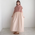 ワイドネックフレンチスリーブドレス(pink)
