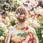 【全国送料無料】ホワイト＆ゴールドヘッドドレス＊ウエディング＊浴衣＊成人式＊卒業式＊前撮り＊和婚＊ヘアアクセサリー＊水引＊ヘッドアクセサリー＊結婚式＊あじさい＊かすみ草＊ハーフアップ＊髪飾り 