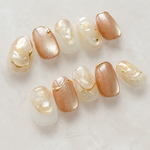 レモネードニュアンス×ラメマグネット ネイルチップ｜春夏 イエロー オレンジブラウン 透明感 大人可愛い No.027