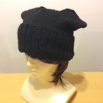 mikan0029 様専用  [再販] 黒ニット 耳つき帽子