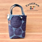 tuttifun＊青い丸バッグ/       Blue  Maru Patch Canvas Tote      A306