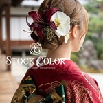 百合と胡蝶蘭のヘッドドレス/ヘアアクセサリー(ワインレッド)＊結婚式 成人式 ウェディング 和装 前撮り 髪飾り ヘッドドレス