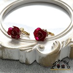 【送料無料】KT2＊真紅の薔薇のk16gpイヤリング