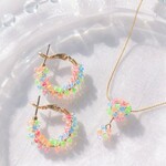 【nozomi-27様オーダー品】コットンキャンディカラフルのフープピアスとネックレスセット