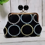 刺繍　ドット　水玉　カラフル　あめ玉　角型がま口　親子がま口　お財布ポーチ