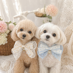 花レースと揺れるパールの犬猫用　リボン　チョーカー