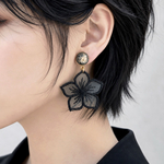 オーガンジー刺繍レースフラワーイヤリング/ピアス