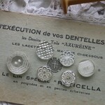 フランス 6個 アンティークガラスボタン　MIX A1952 クリア