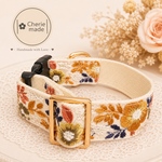 No.16 綺麗な花柄のインド刺繍リボン　犬　首輪　リード　