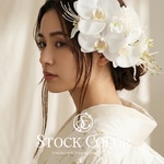 胡蝶蘭とダイヤモンドリリーのヘッドドレス・ヘアアクセサリー(ホワイト)＊ウェディング 成人式 結婚式 和装 前撮り 髪飾り 