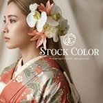 胡蝶蘭とオレンジリリーのヘッドドレス・ヘアアクセサリー＊髪飾り 成人式 結婚式 ウェディング 和装 前撮り 