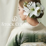 百合と胡蝶蘭のヘッドドレス/ヘアアクセサリー(ホワイト)＊ウェディング 結婚式 成人式 卒業式 前撮り 和装 袴 髪飾り ヘッドドレス