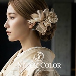 かすみ草とオーガンジーリボンのヘッドドレス/ヘアアクセサリー(ゴールド)＊ウェディング 結婚式 成人式 卒業式 白無垢 和装 袴 浴衣 成人式髪飾り 卒業式髪飾り 和装髪飾り 白無垢髪飾り 袴髪飾り