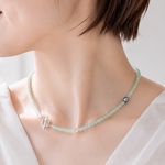《わたしの、ひと粒》アベンチュリンネックレス｜淡水パール×シルバーマンテル／40・45・50cm対応／大人の夏ジュエリー