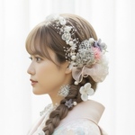 A112 パールカチューシャ　髪飾り　成人式　卒業式　袴　振袖　結婚式　ドライフラワー