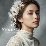 アネモネとオーガンジーリボンのヘッドドレス/ヘアアクセサリー(アンティークホワイト)＊ウェディング 結婚式 成人式 白無垢 振袖小物 袴 和装小物 前撮り 後撮り 卒業式 髪飾り