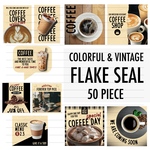 50枚！COFFEE SHOPアソートフレークシール