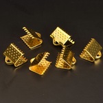 =ゴールド 6mm 100個=ワニ口 クリップ ワニカン 紐止め パーツ リボン留め パーツ 全3色
