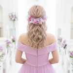【全国送料無料】パステルカラーのりぼん＆あじさい＆かすみ草♔ヘッドドレス♔＊ウエディング＊浴衣＊成人式＊卒業式＊前撮り＊和婚＊ヘアアクセサリー＊ホワイト＊ヘッドアクセサリー＊結婚式＊あじさい＊髪飾り＊