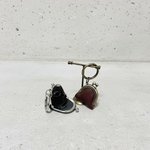 姫路レザーminiminiがま口リングケース◆焦げ茶　革財布　キーホルダー　バックチャーム　小物入れ　アクセサリーケース