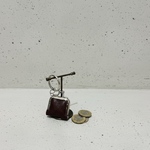   ◆上質牛革mini親子がま口財布◆角12cm編み込み　ナチュラルブラウン