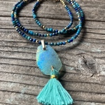 *14kgf*　Ancient Lagoon & Mermaid’s Scale Necklace 古代ローマングラスとクリソコラの３WAYネックレス