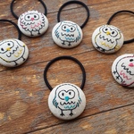 *翡翠色ふくろう*手刺繍ヘアゴム