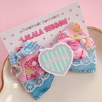 アイス♡ レース　デニム柄　ガーリーポップ　ハンドメイド　リボン　ヘアクリップ　Fancy girly