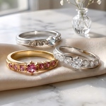 Diagonal crystal ring. (ピンキーリング可)