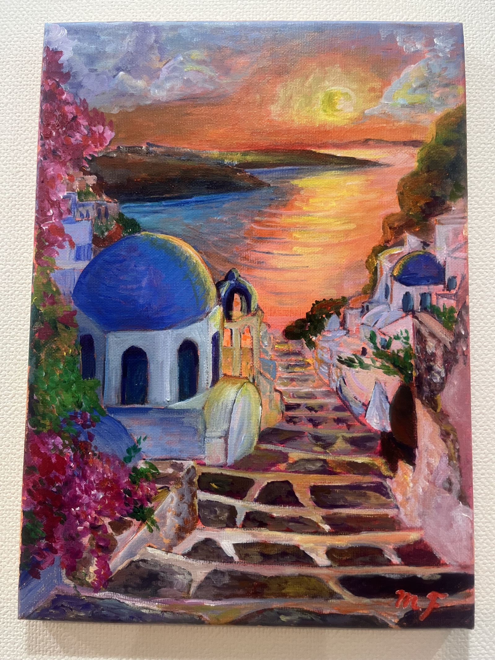 サントリーニ島 - 絵画の人気通販 | minne byGMOペパボ 国内最大級の 