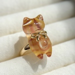 茶トラにゃんこの指輪  フリーサイズ 金属アレルギー対応