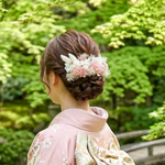 白くすみピンクヘッドドレス20輪セット　ヘッドパーツ　髪飾り　成人式　卒業式　結婚式　成人式髪飾り　七五三　結婚式髪飾り　ヘアアクセサリー　振袖　着物　和装　留袖　前撮り　プリザーブドフラワー