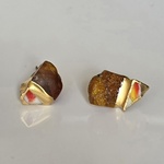 坂東様「コハクのイロケ」金継ぎアクセサリー　ピアス　金アレ対応　割れた器と天然石　琥珀