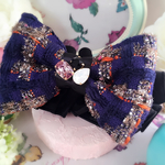 🆕リントンツイード リボン🎀シュシュ🎀スワロフスキービジュー🎀ネイビー