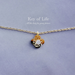 Key of Life✿おしゃれフラワーべっ甲とビジューのネックレス（40cm）おすすめ ギフト対応 おでかけに♪